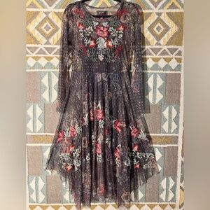 Johnny Was Biya Bitroe Print Embroidered Mesh Dress. New with tags.
